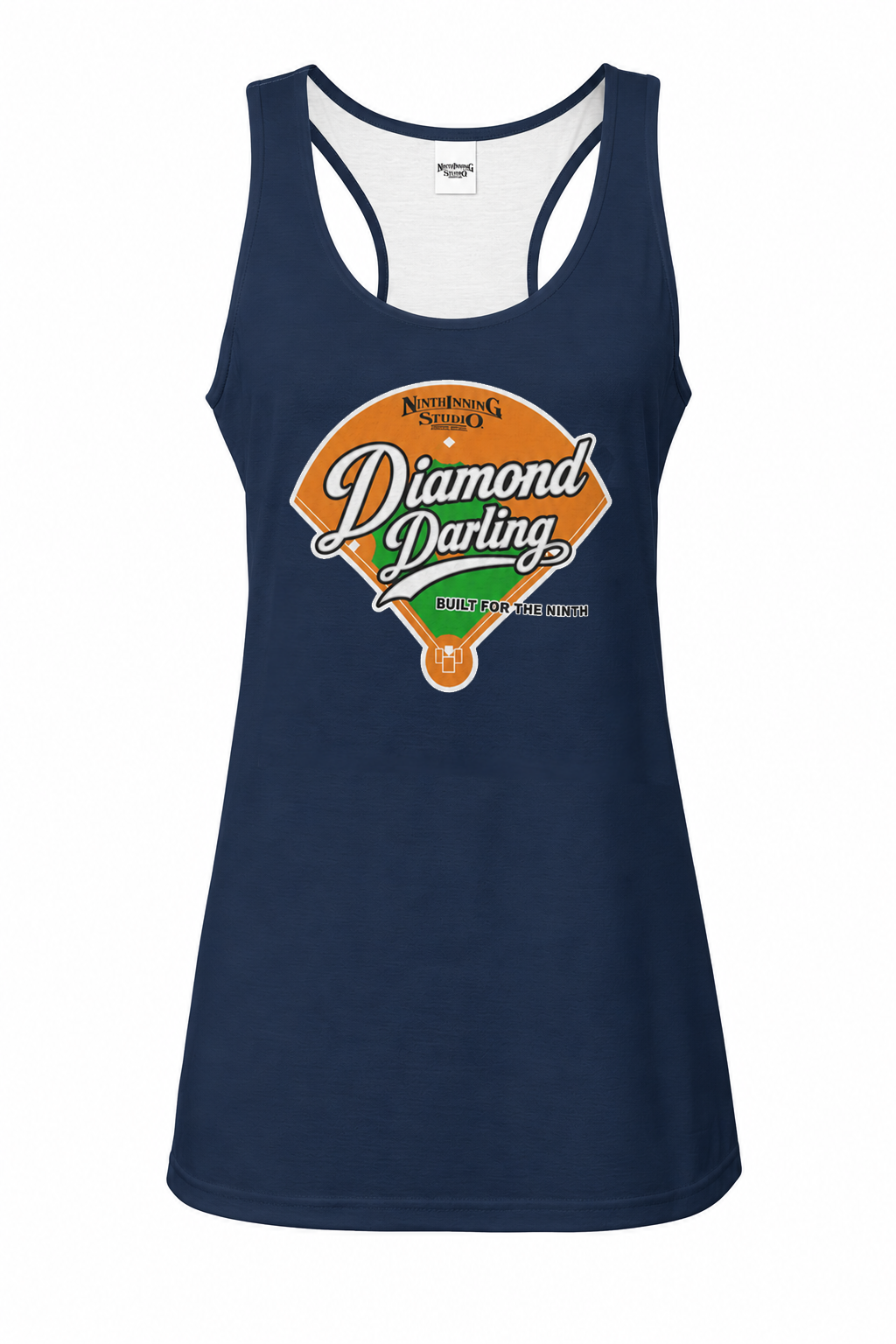 Ninth Inning Studio Diamond Darling Women's Racerback Tank Top - Navy