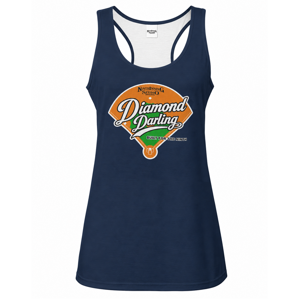 Ninth Inning Studio Diamond Darling Women's Racerback Tank Top - Navy