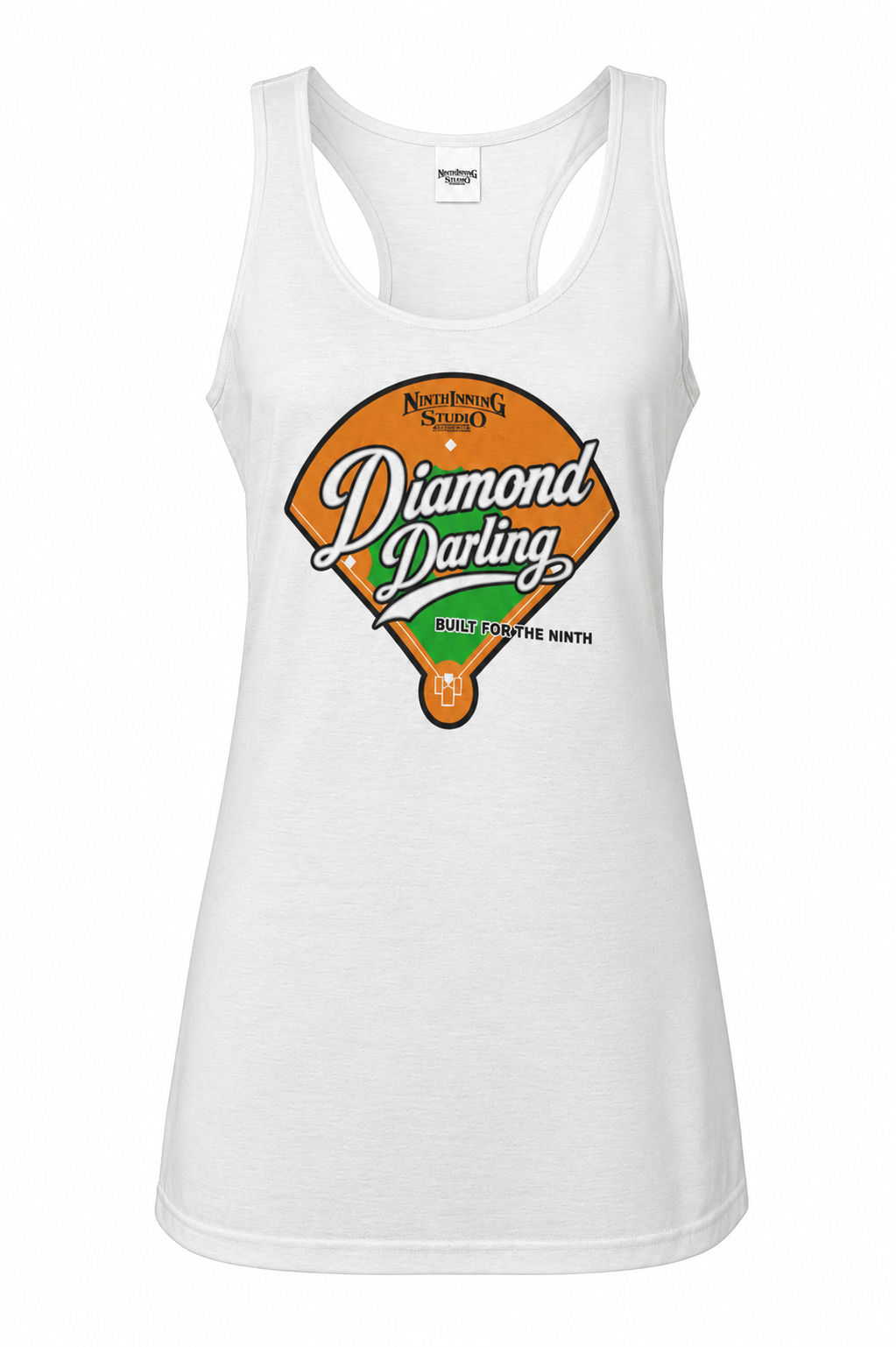 Ninth Inning Studio Diamond Darling Women's Racerback Tank Top - White