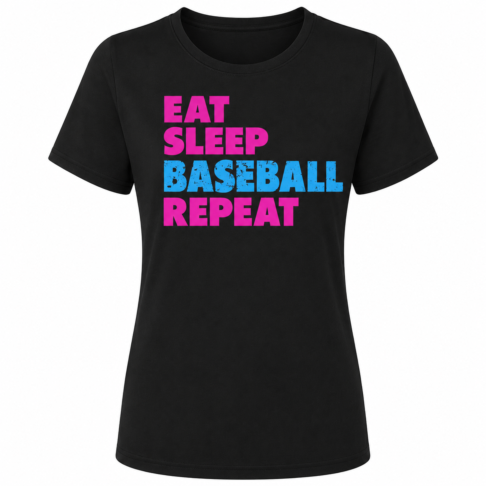 Ninth Inning Studio Eat Sleep Baseball Women's Crewneck Tee