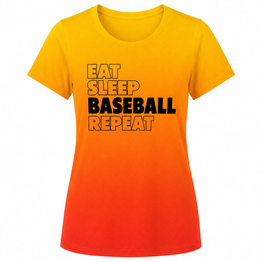 Ninth Inning Studio Eat Sleep Baseball Women's Crewneck Tee