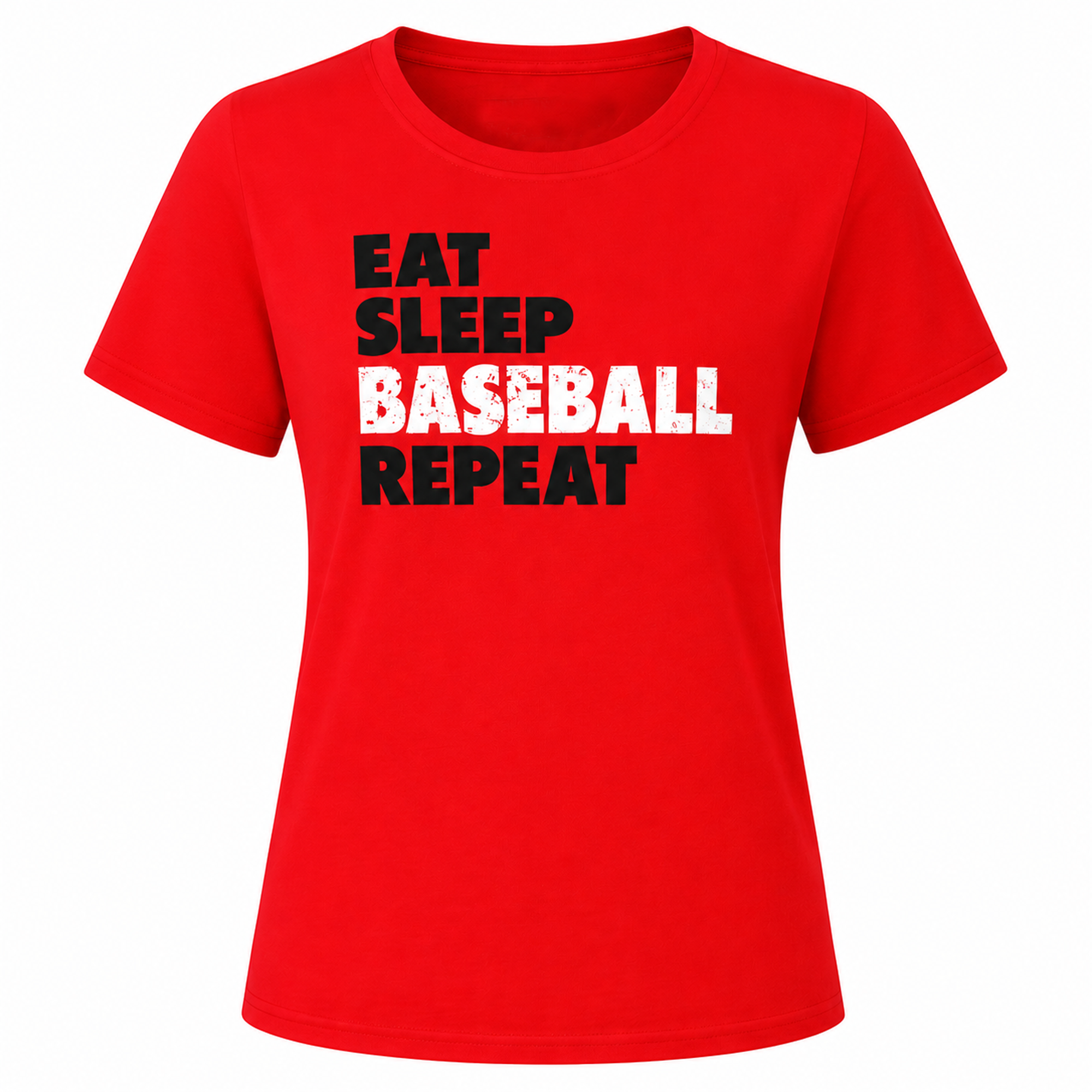Ninth Inning Studio Eat Sleep Baseball Women's Crewneck Tee