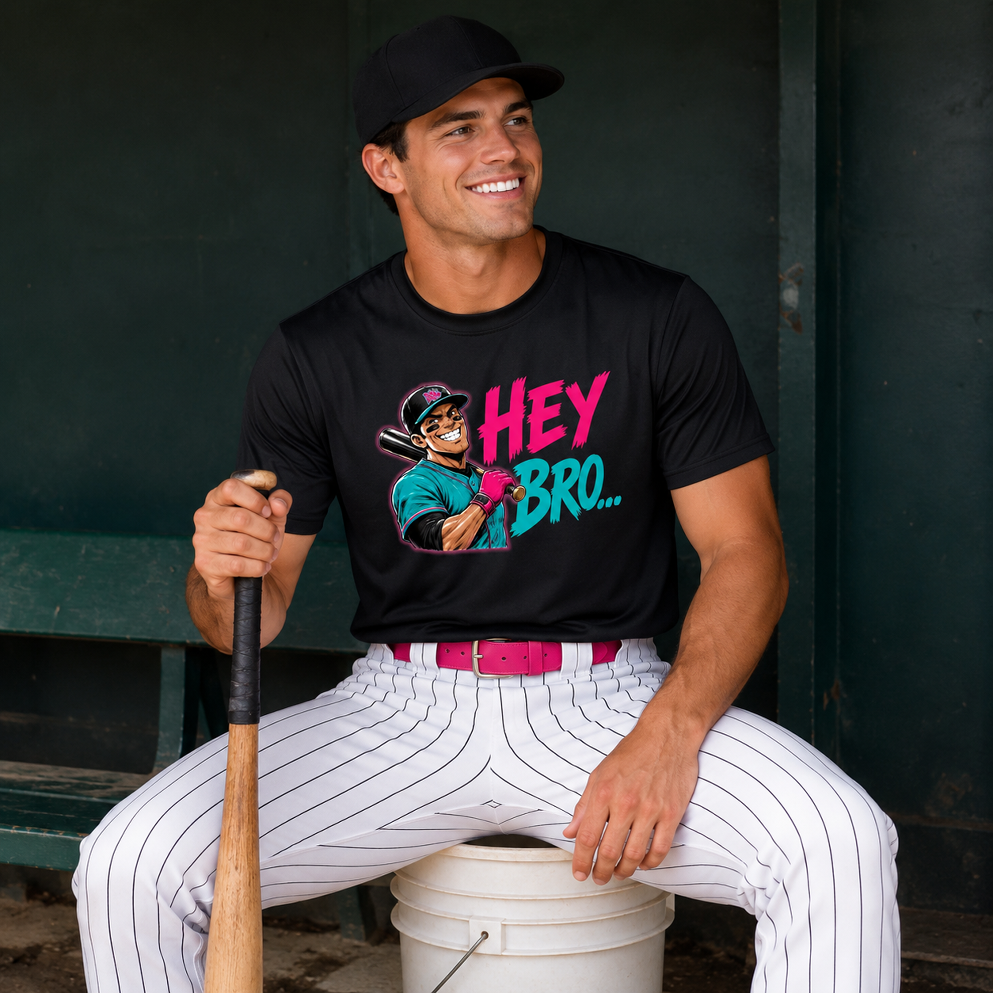 Ninth Inning Studio Hey Bro... Men’s Milk-Silk Stretch Tee
