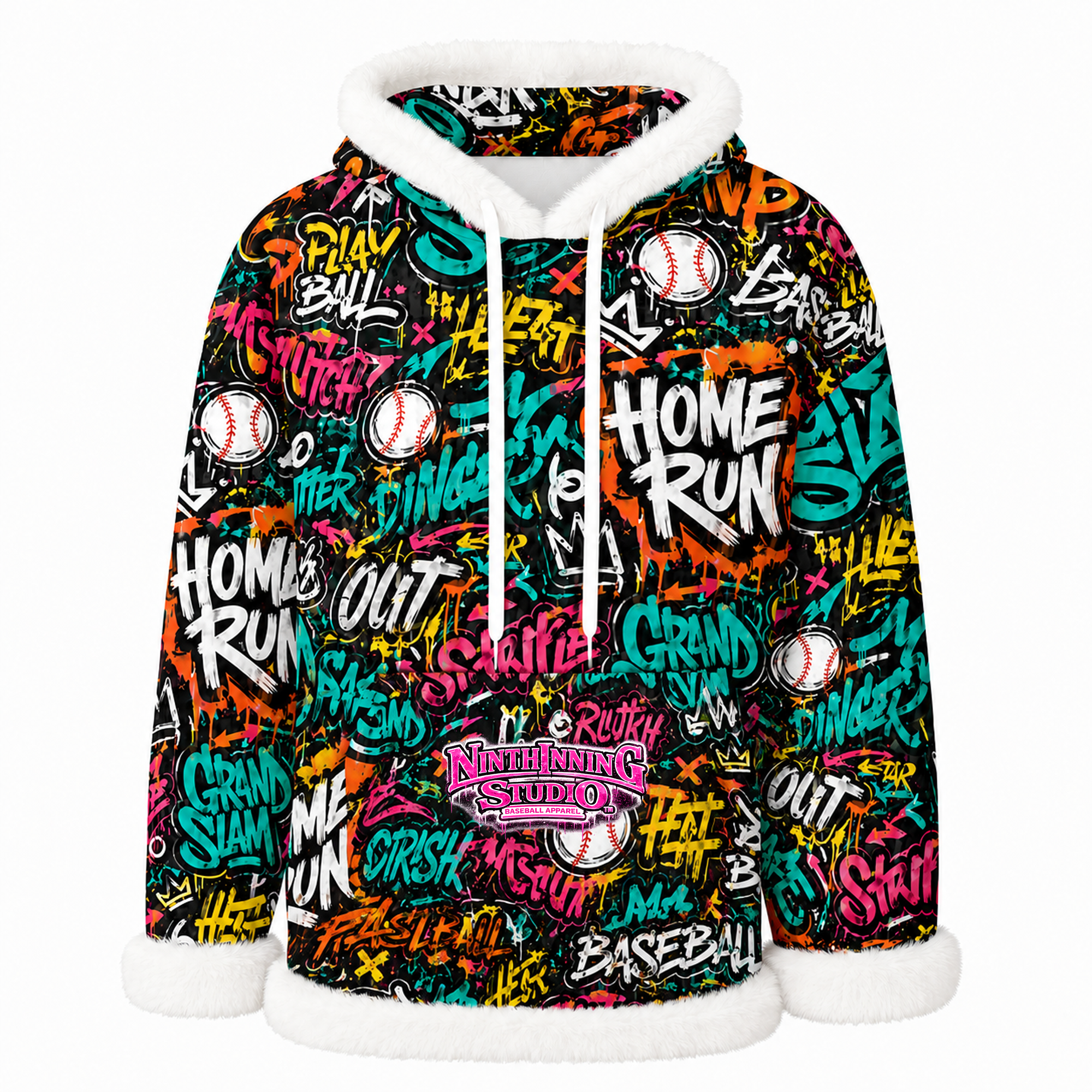 Ninth Inning Studio Graffiti Women's Fleece Hoodie with Micro-Fleece Trim