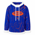 Ninth Inning Studio Blue/Orange Marble Women's Fleece Hoodie with Faux Fur Trim