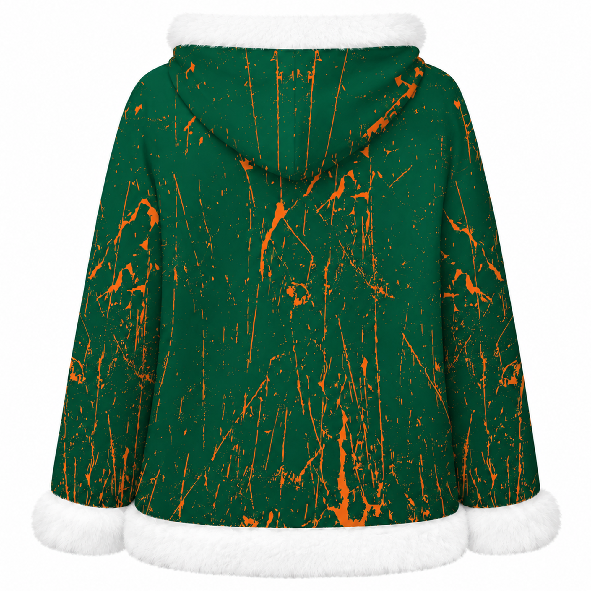 Ninth Inning Studio Green/Orange Women's Fleece Hoodie with Micro-Fleece Trim
