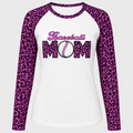 Ninth Inning Studio Women's Baseball Mom UPF Leopard Print Raglan Long Sleeve Tee-Pink