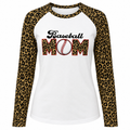Ninth Inning Studio Women's Baseball Mom UPF Leopard Print Raglan Long Sleeve-Tan