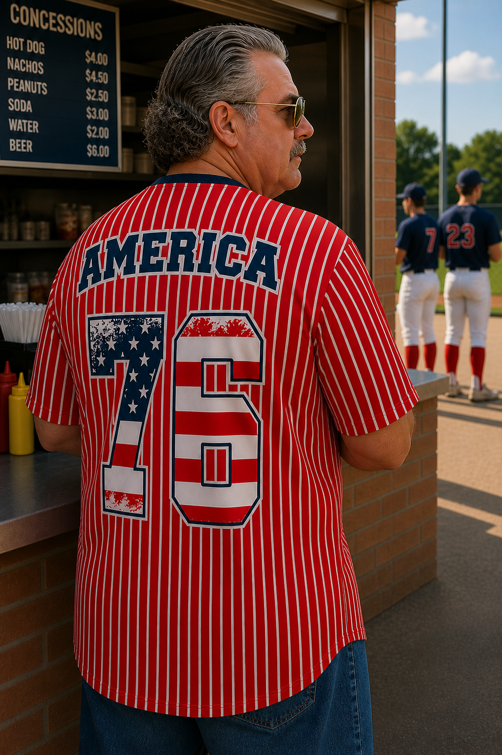 Ninth Inning Studio 250th Anniversary Men's Premium Performance Tee - Red/White Pinstripes