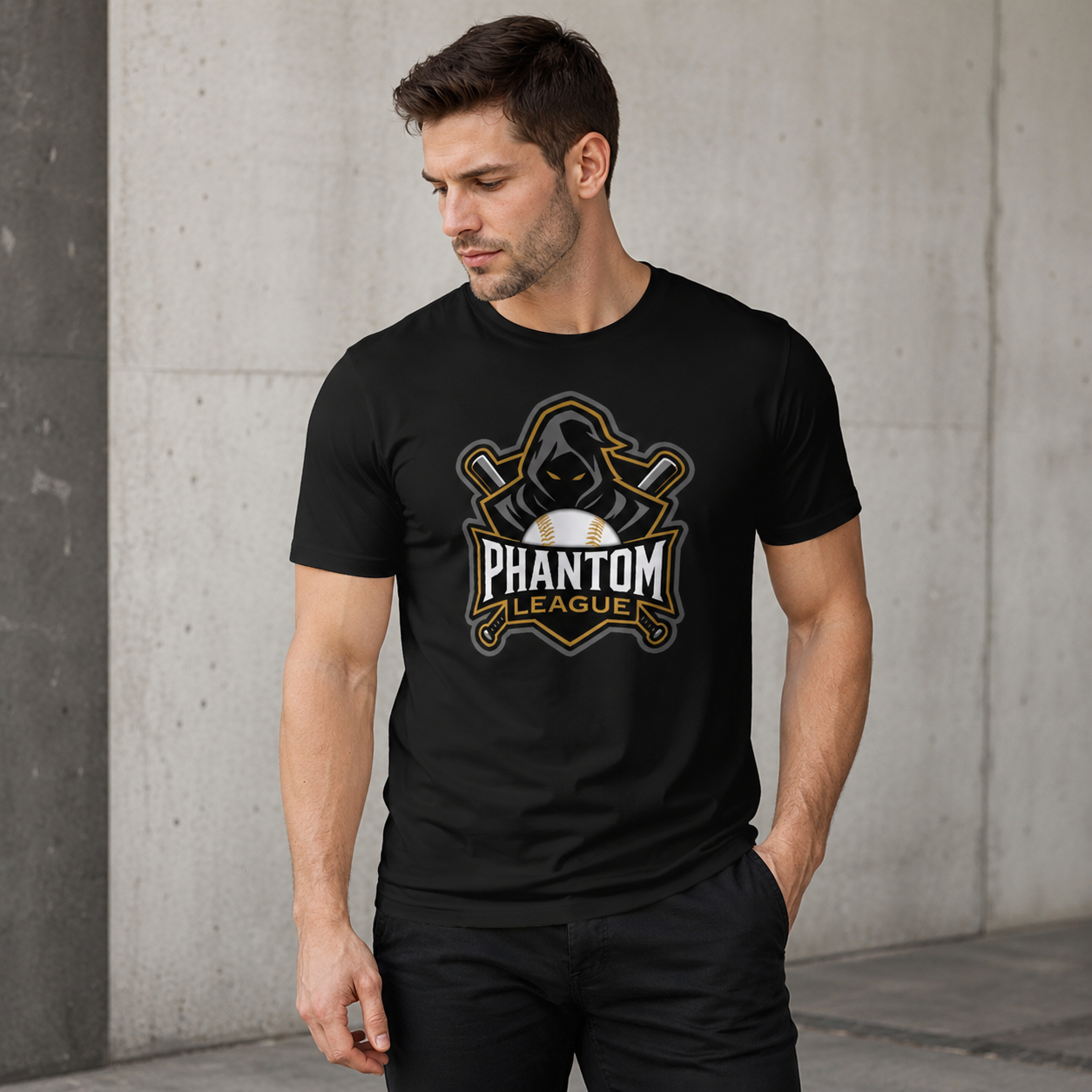 Ninth Inning Studio Phantom Legue Logo Men’s Milk-Silk Stretch Tee