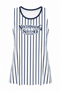 Ninth Inning Studio Pinstripes Women's Sports Tank Top - White/Navy