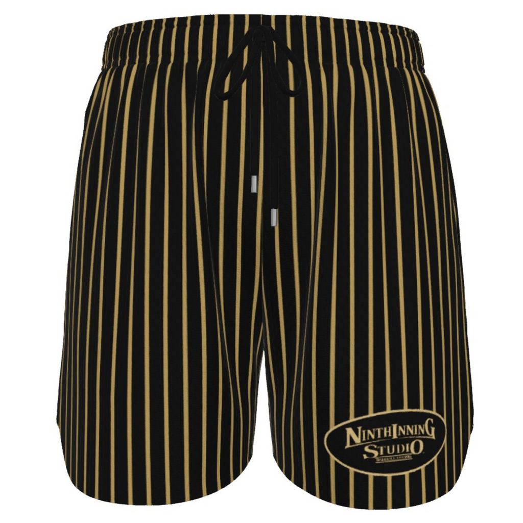 Ninth Inning Studio Black/Gold Pinstripes Men's Baseball Shorts