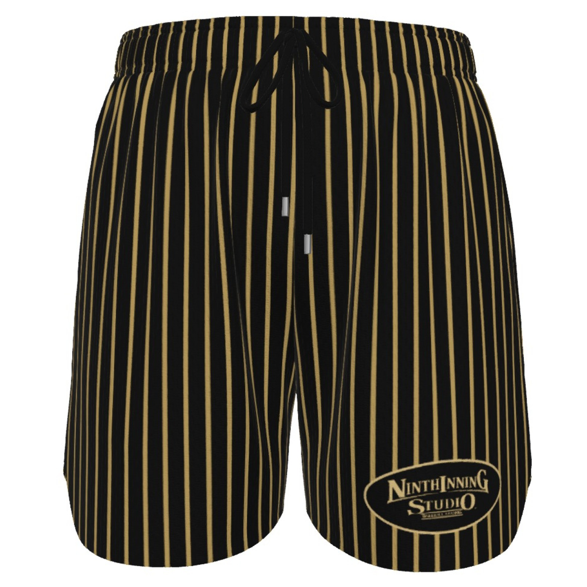 Ninth Inning Studio Black/Gold Pinstripes Men's Baseball Shorts
