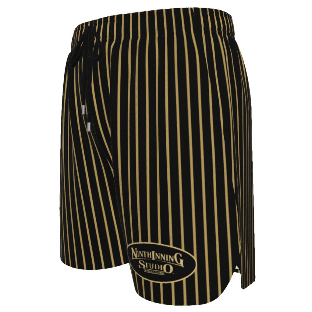 Ninth Inning Studio Black/Gold Pinstripes Men's Baseball Shorts