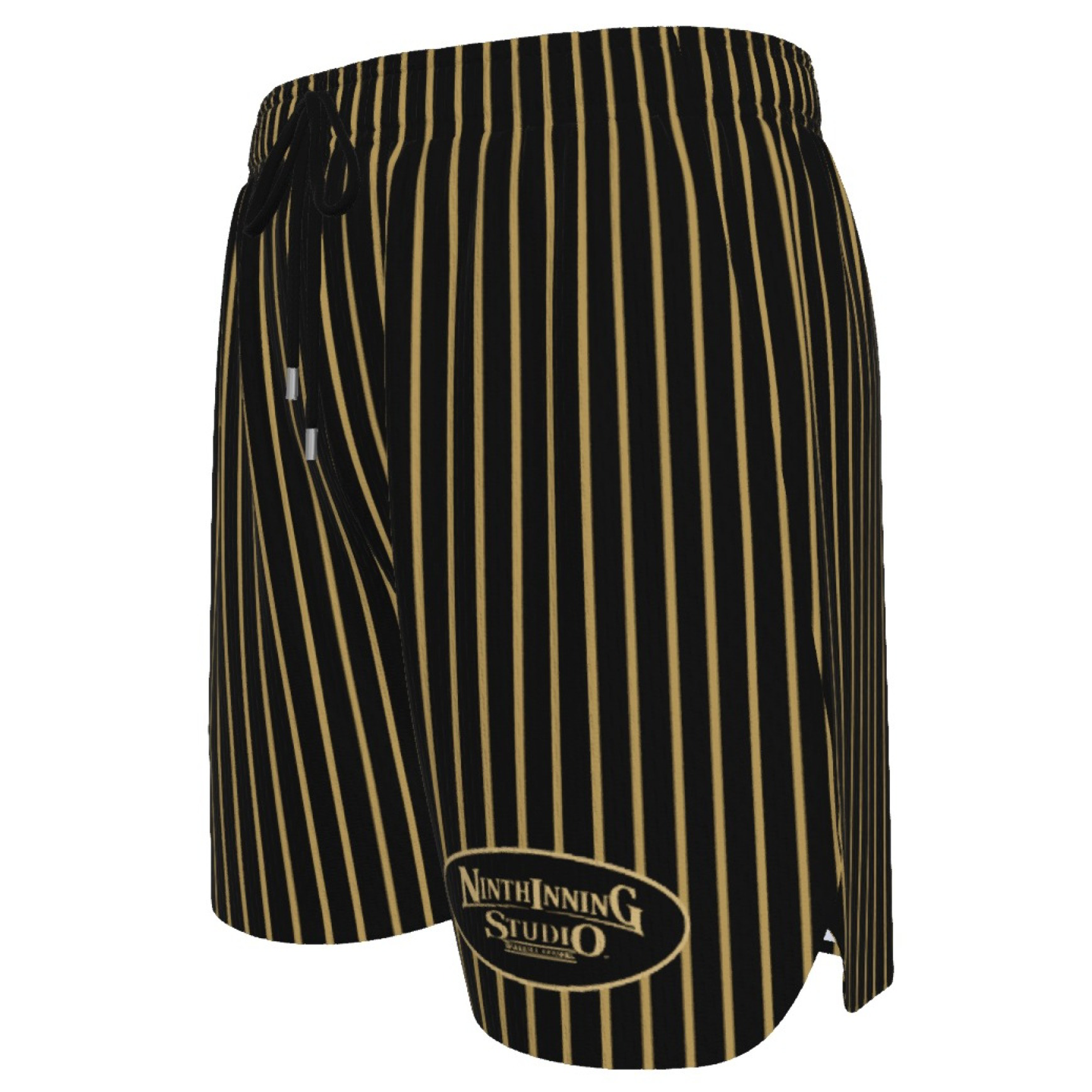 Ninth Inning Studio Black/Gold Pinstripes Men's Baseball Shorts