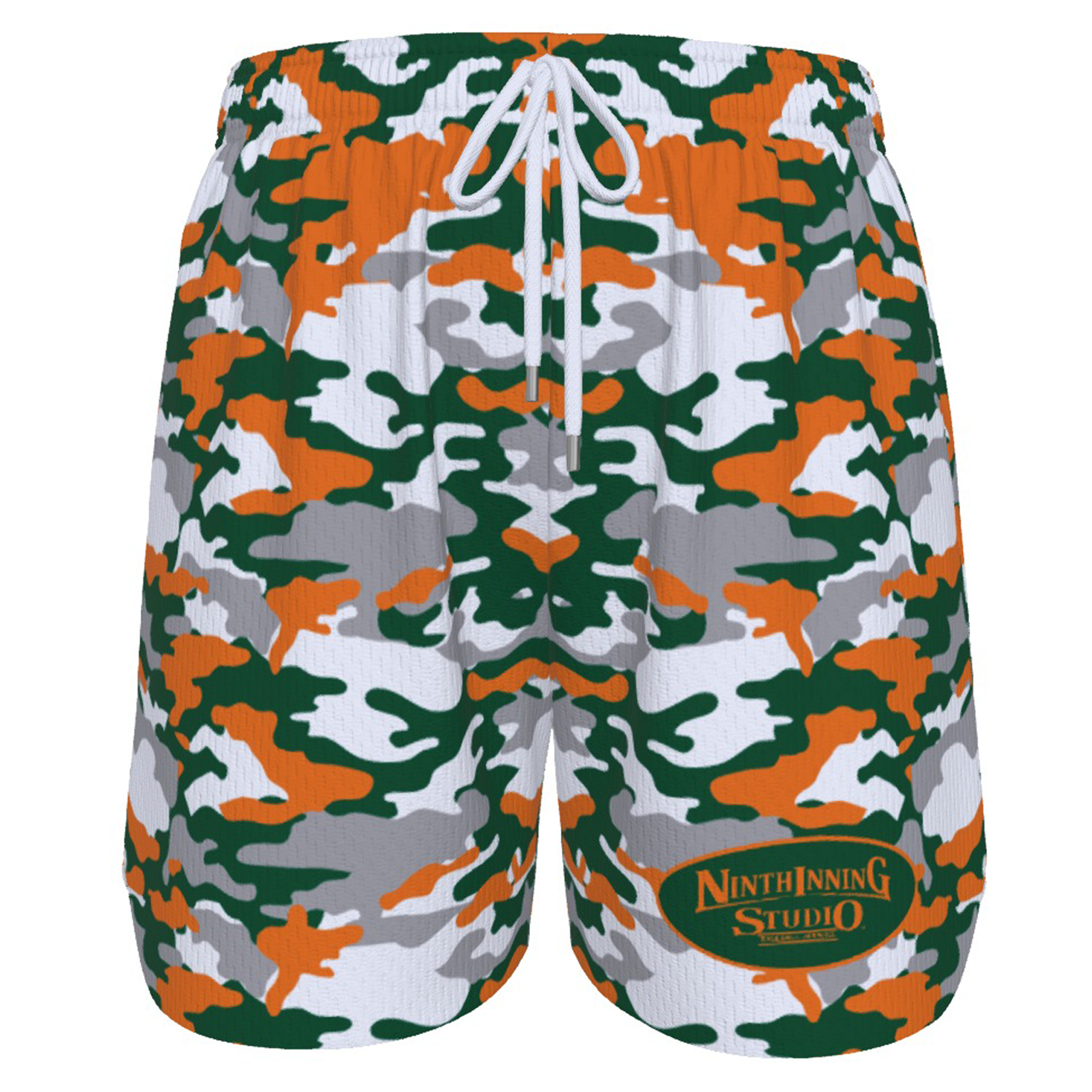 Ninth Inning Studio Green/Orange Camo Men's Baseball Shorts