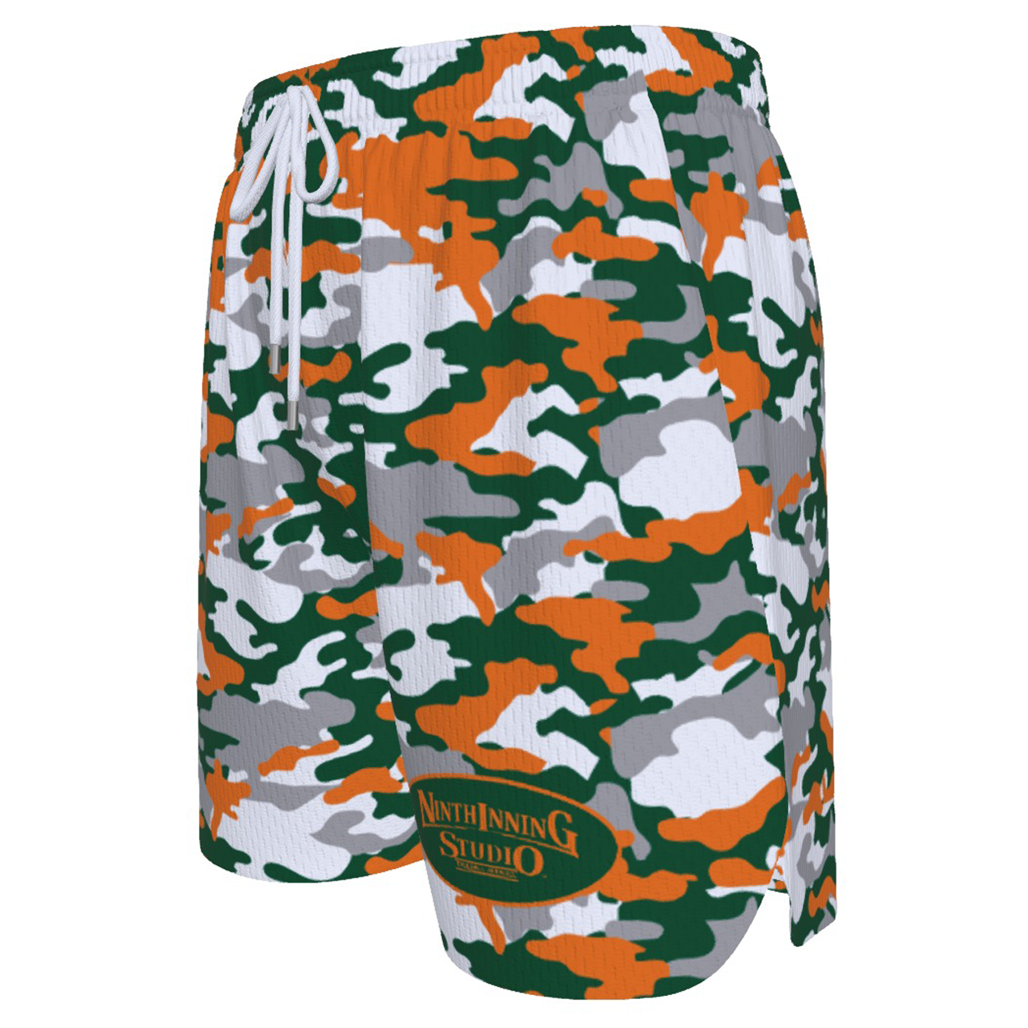 Ninth Inning Studio Green/Orange Camo Men's Baseball Shorts