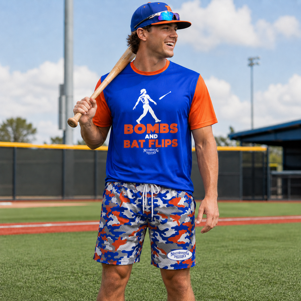 Ninth Inning Studio Blue/Orange Camo Men's Baseball Shorts