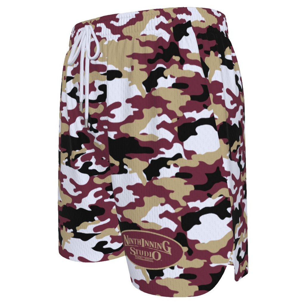 Ninth Inning Studio Garnet/Gold Camo Men's Baseball Shorts