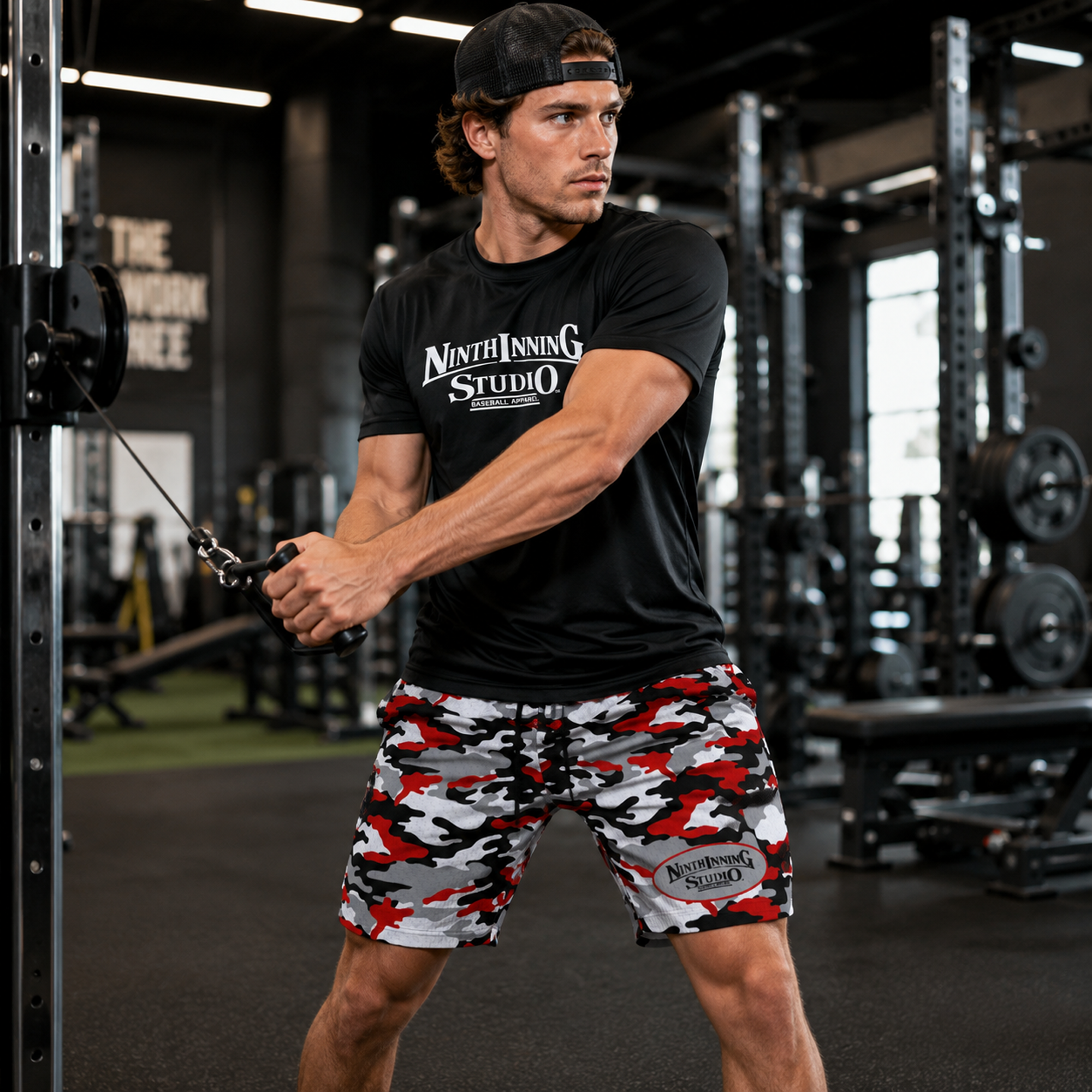 Ninth Inning Studio Red/Black Camo Men's Baseball Shorts