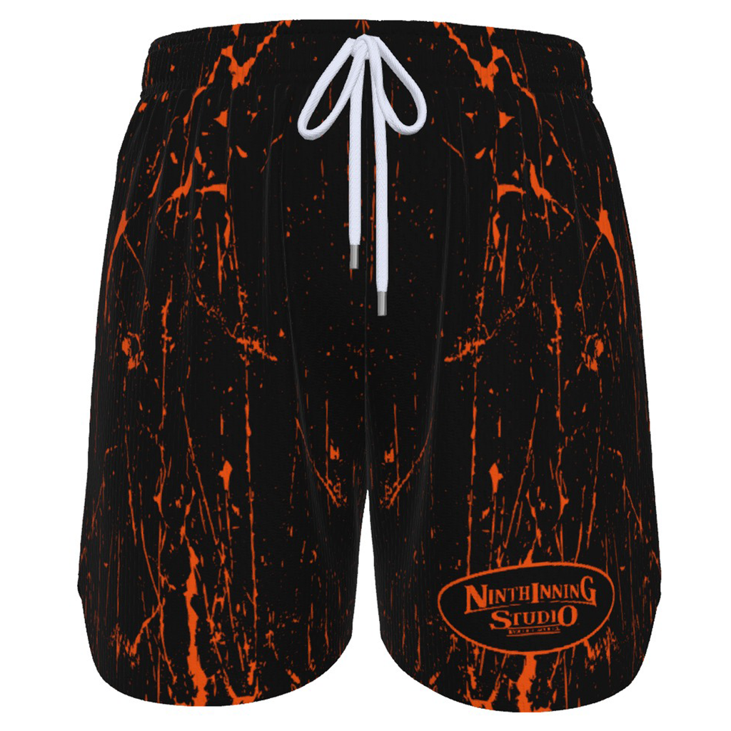 Ninth Inning Studio Black/Orange Marble Men's Baseball Shorts