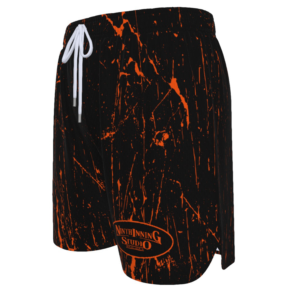 Ninth Inning Studio Black/Orange Marble Men's Baseball Shorts