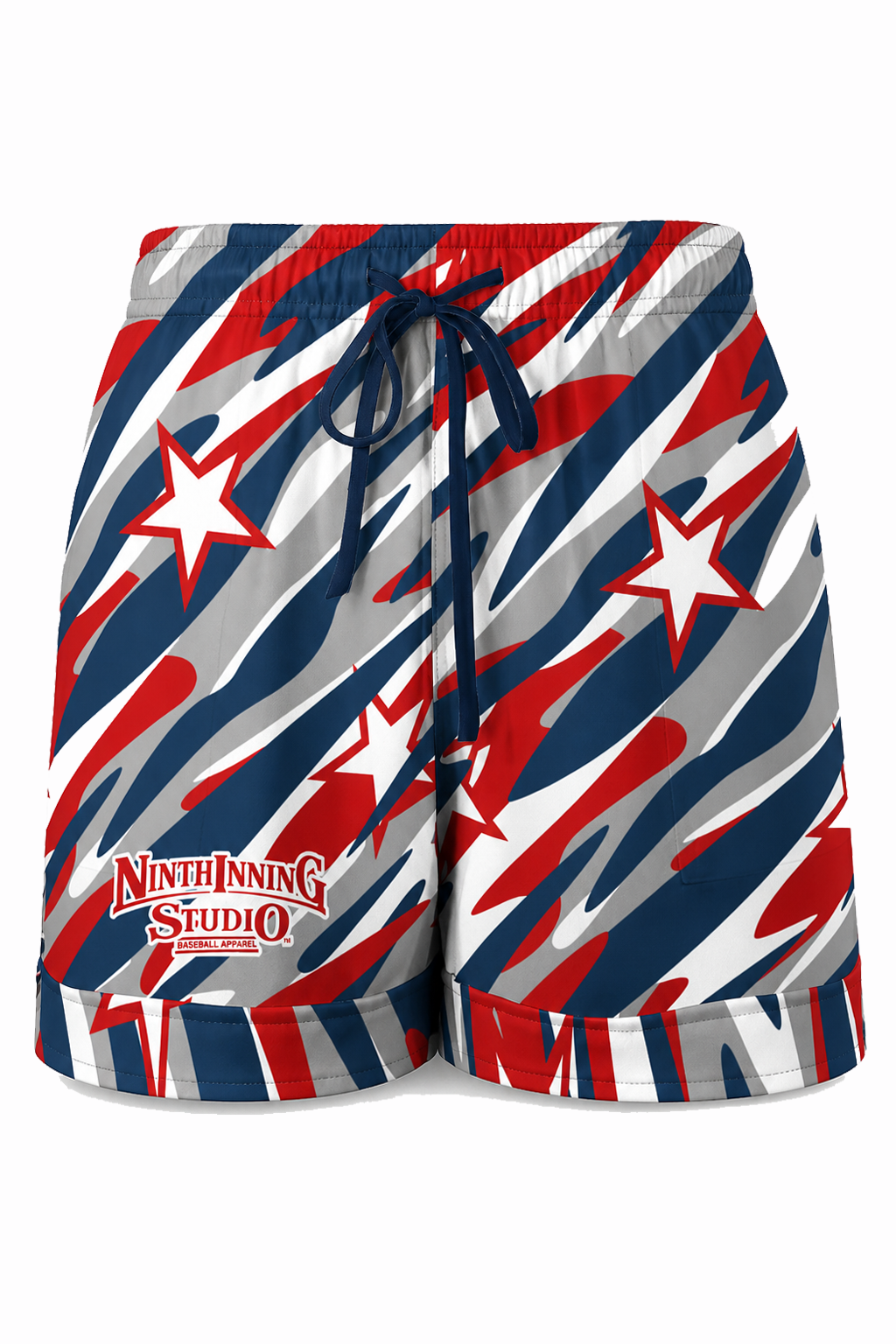 Ninth Inning Studio Women’s Elastic Waist Shorts-Star Camo