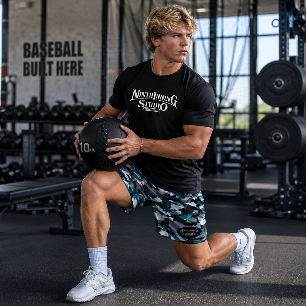 Ninth Inning Studio Teal/Black Camo Men's Baseball Shorts