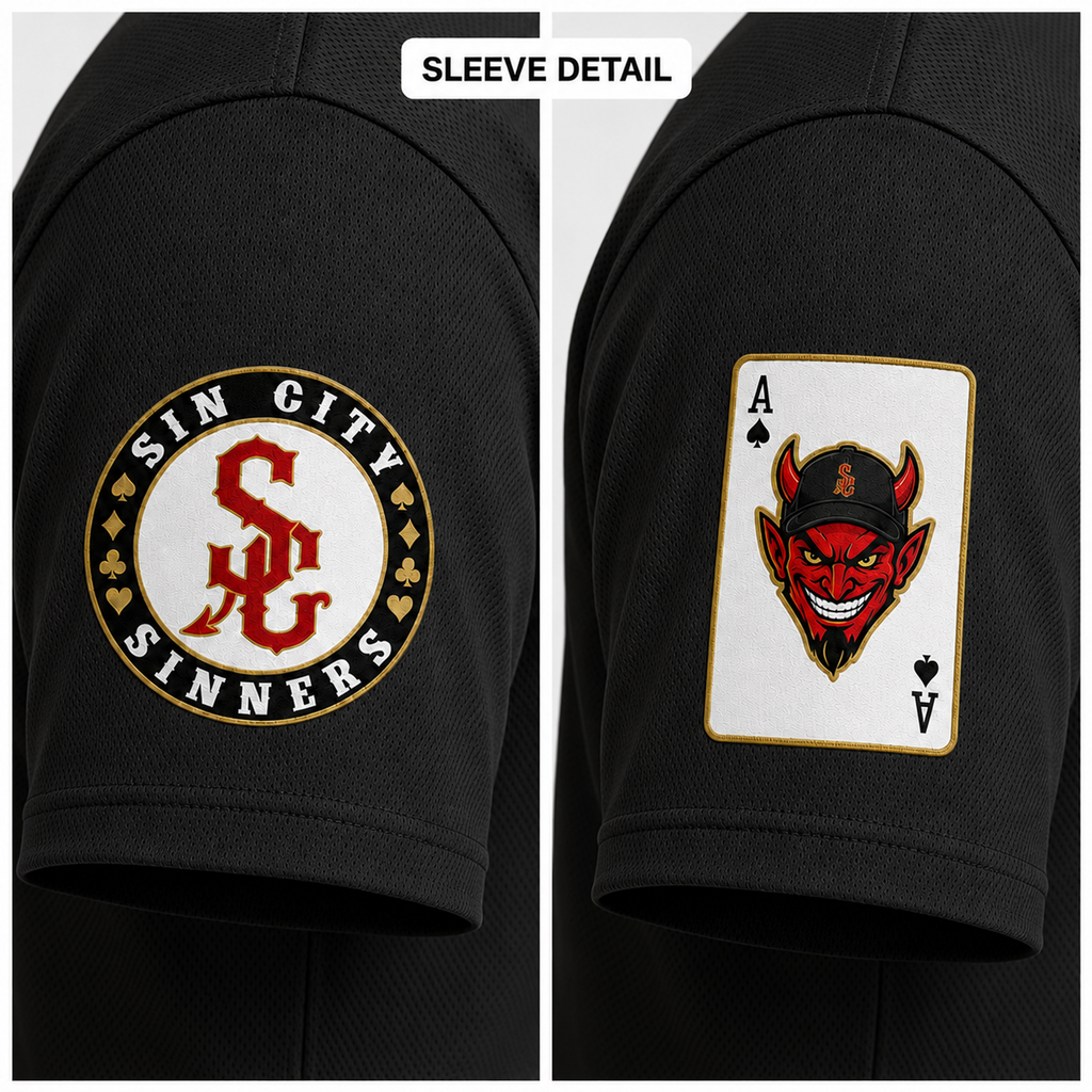 Ninth Inning Studio Sin City Sinners Black Home Alternate Baseball Jersey