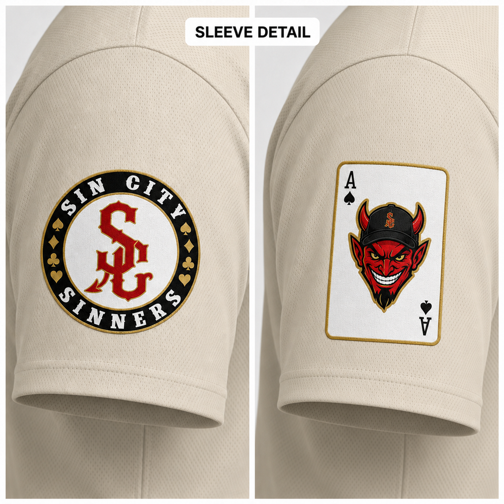 Ninth Inning Studio Sin City Sinners Cream Home Baseball Jersey