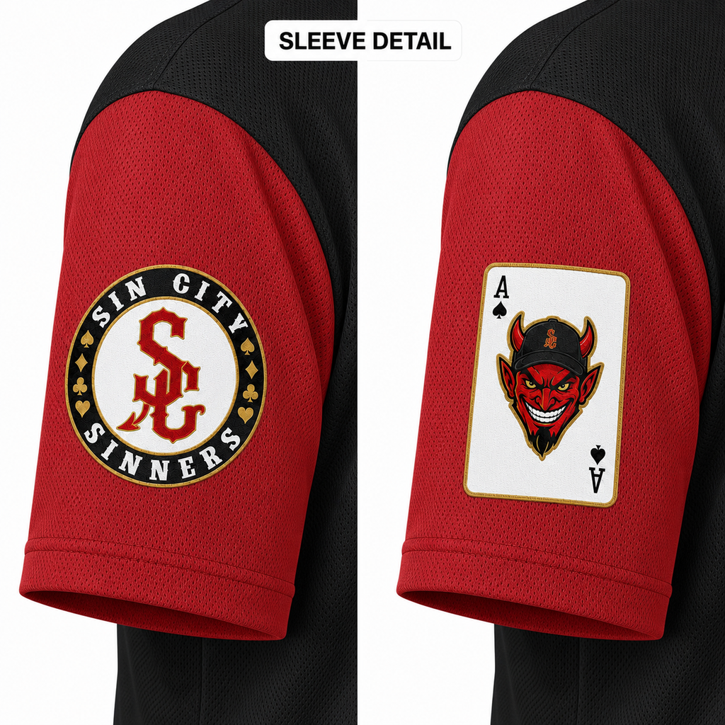 Ninth Inning Studio Sin City Sinners Black Mascot Baseball Jersey