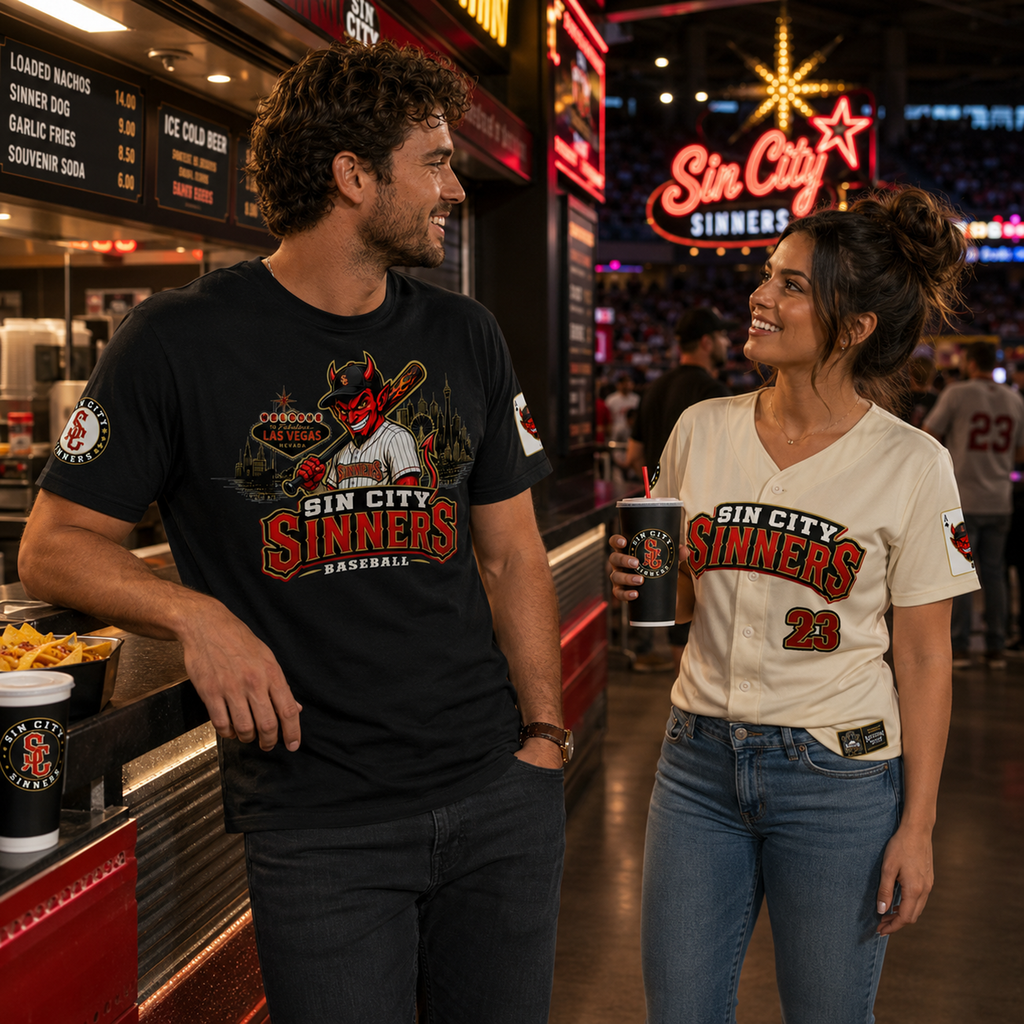 Ninth Inning Studio Sin City Sinners Mascot Men’s Milk-Silk Stretch Tee