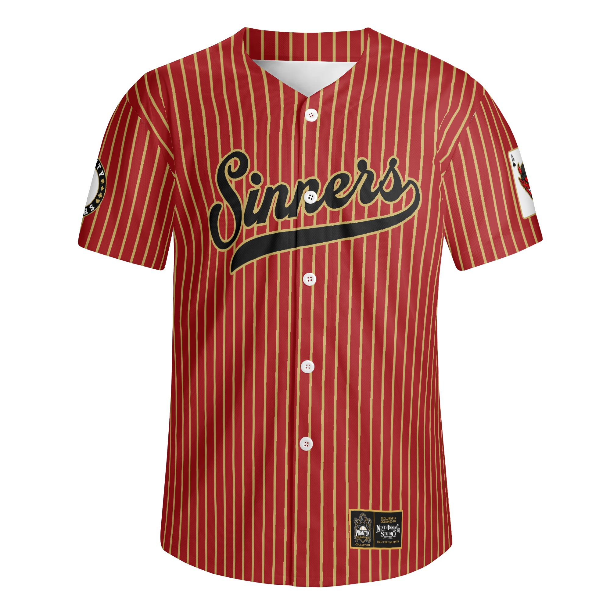 Ninth Inning Studio Sin City Sinners Red/Gold Pinstripes Alternate Baseball Jersey