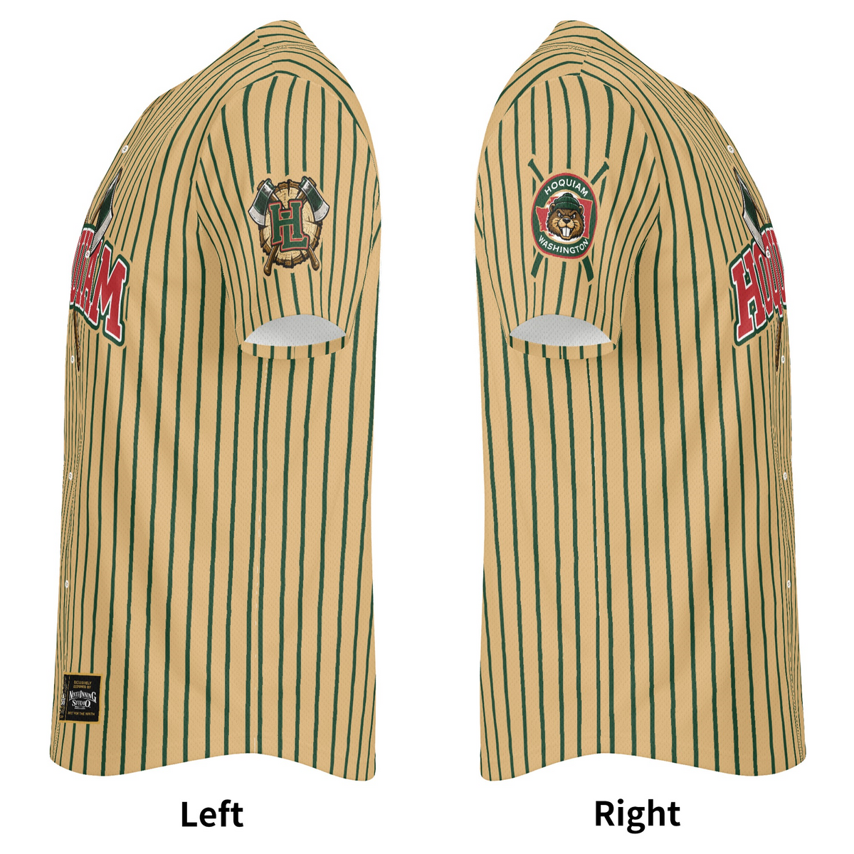 Ninth Inning Studio Hoquiam Loggers Yeller Wood/Evergreen Pinstripes Alternate Baseball Jersey