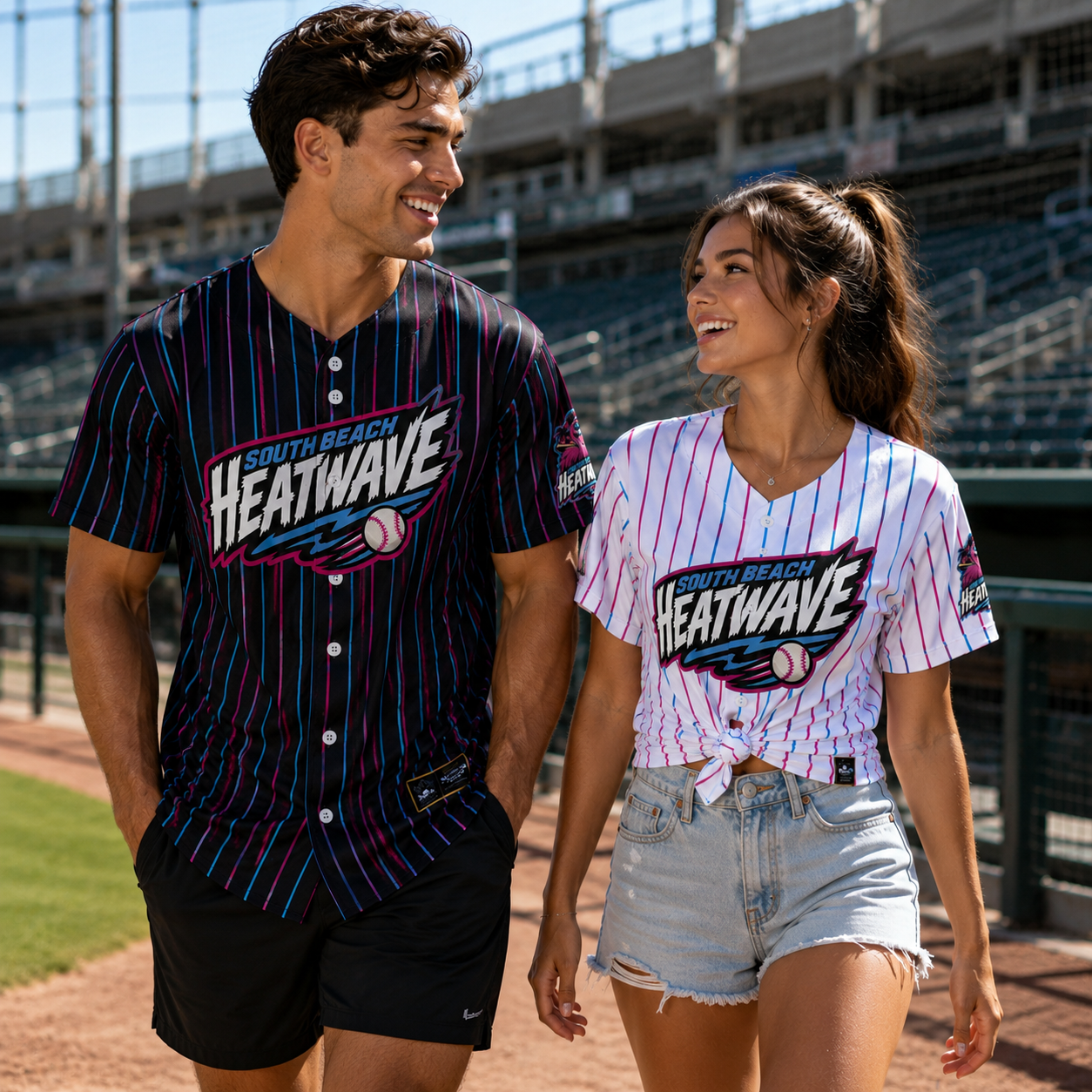 Ninth Inning Studio South Beach Heatwave Pinstripes Home Baseball Jersey