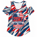 Ninth Inning Studio USA 250th Anniversary Batter Star Camo V-Neck Cold Shoulder Tee