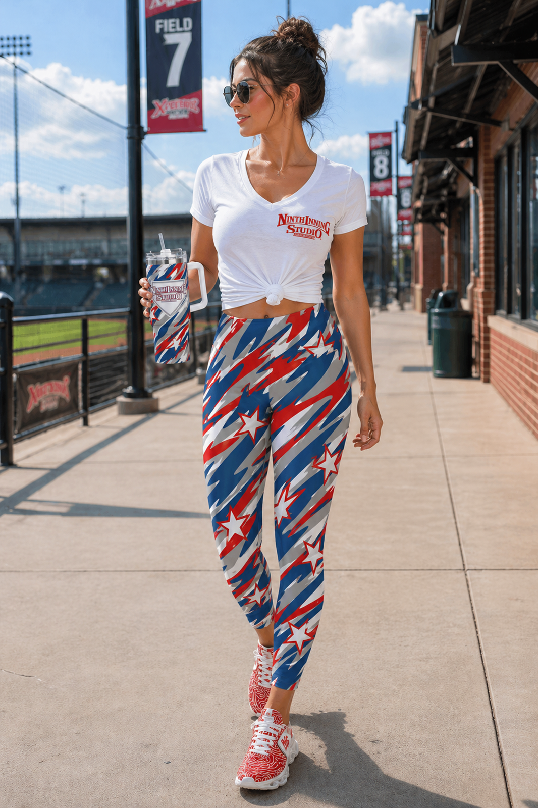 Ninth Inning Studio Over the Waist Star Camo Leggings
