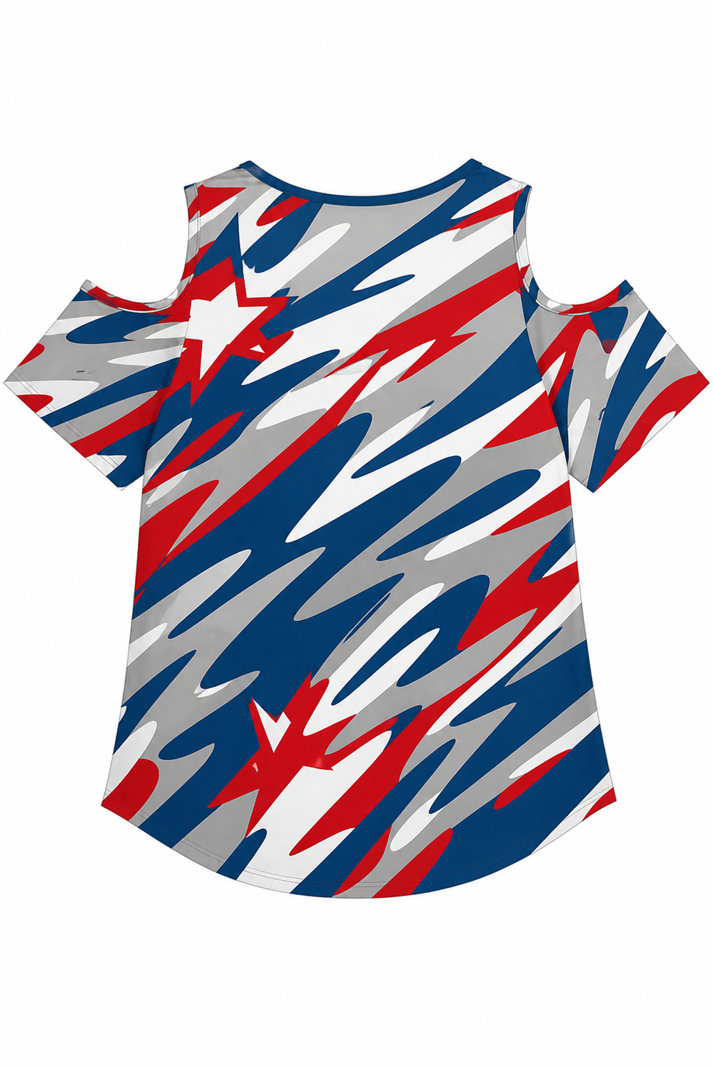 Ninth Inning Studio USA 250th Anniversary Batter Star Camo V-Neck Cold Shoulder Tee