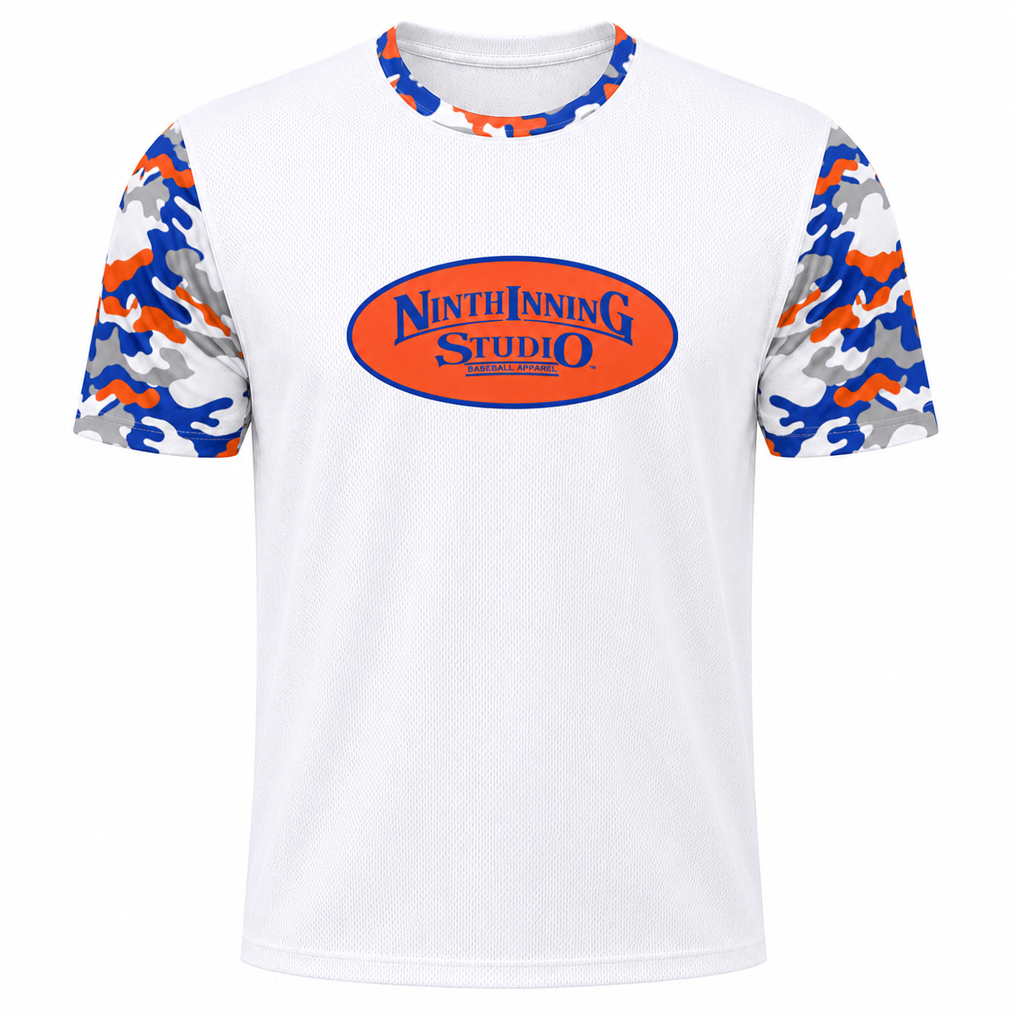 Ninth Inning Studio Blue/Orange Camo Men's Premium Mesh Performance Tee