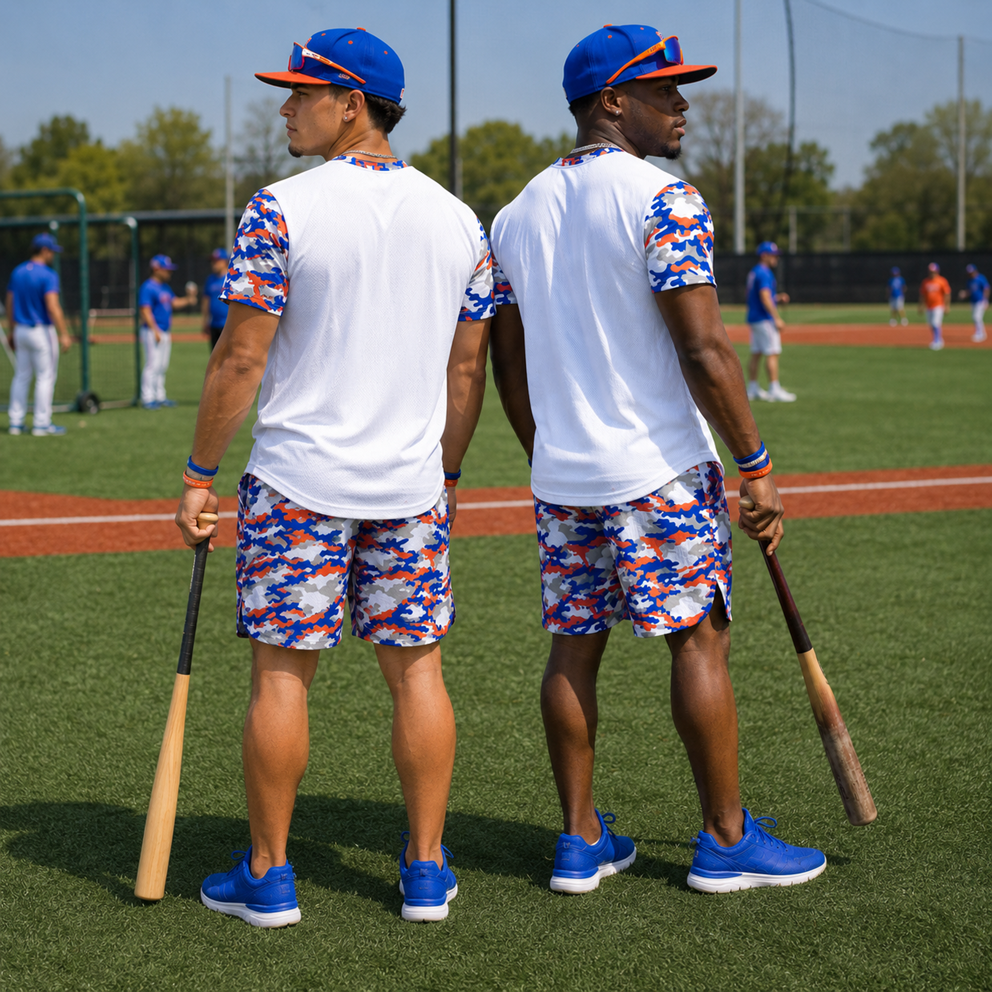 Ninth Inning Studio Blue/Orange Camo Men's Premium Mesh Performance Tee