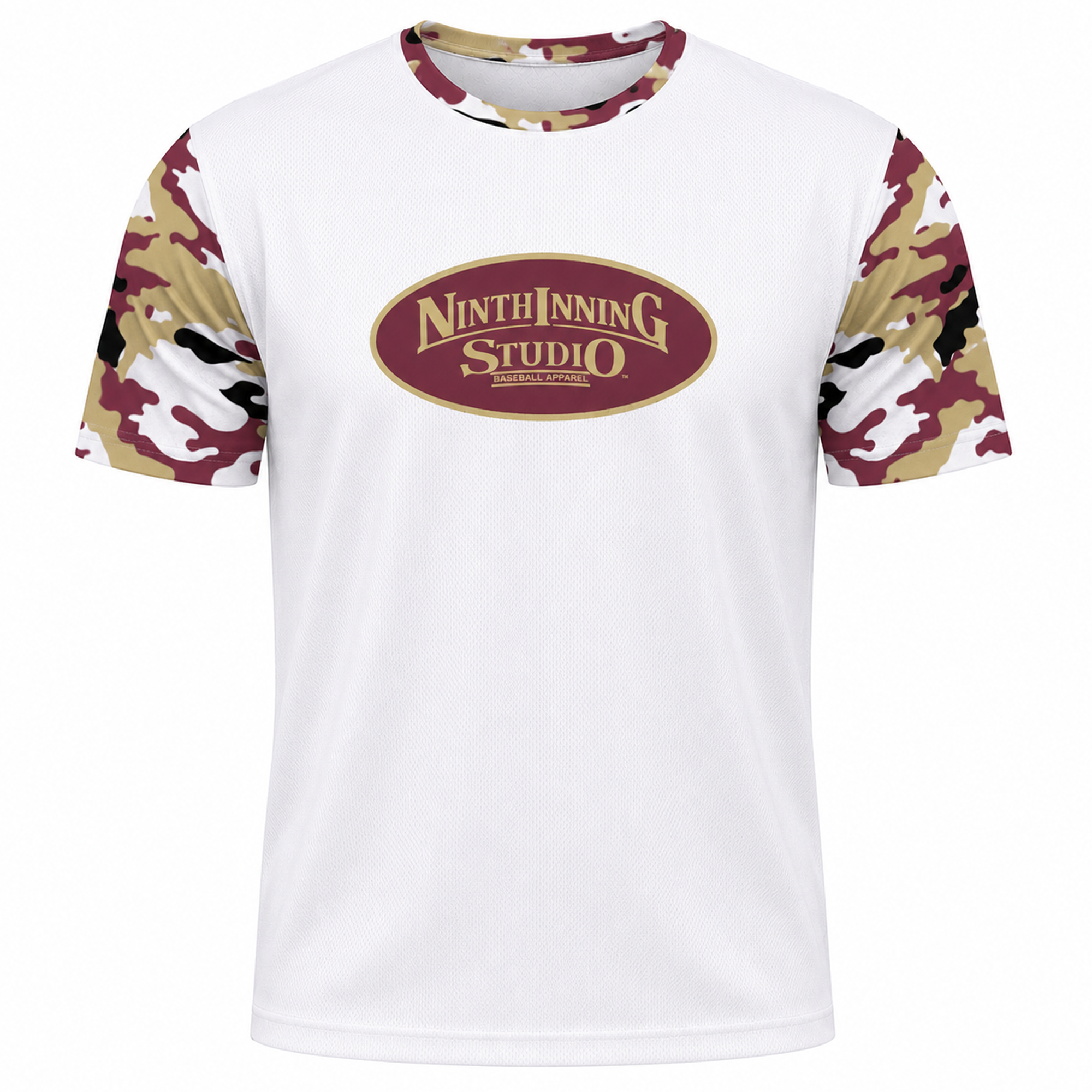 Ninth Inning Studio Garnet/Gold Camo Men's Premium Mesh Performance Tee