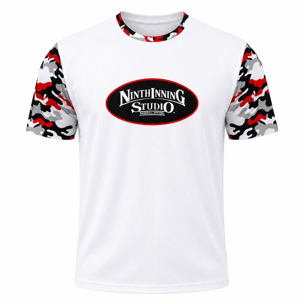 Ninth Inning Studio Red/Black camo Men's Premium Mesh Performance Tee