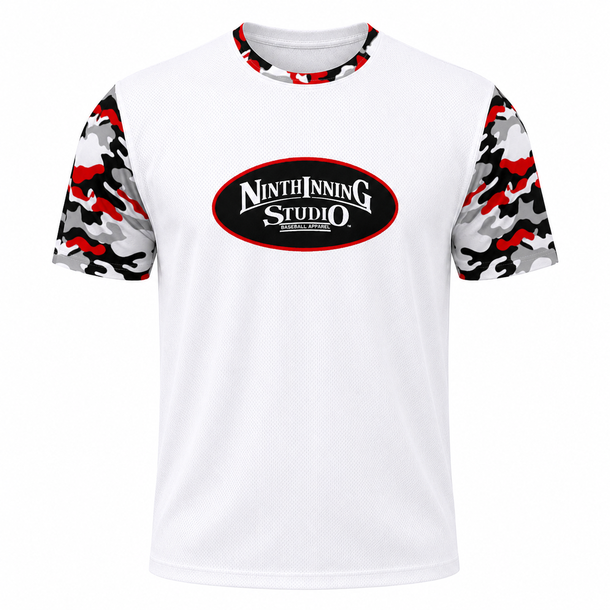 Ninth Inning Studio Red/Black camo Men's Premium Mesh Performance Tee
