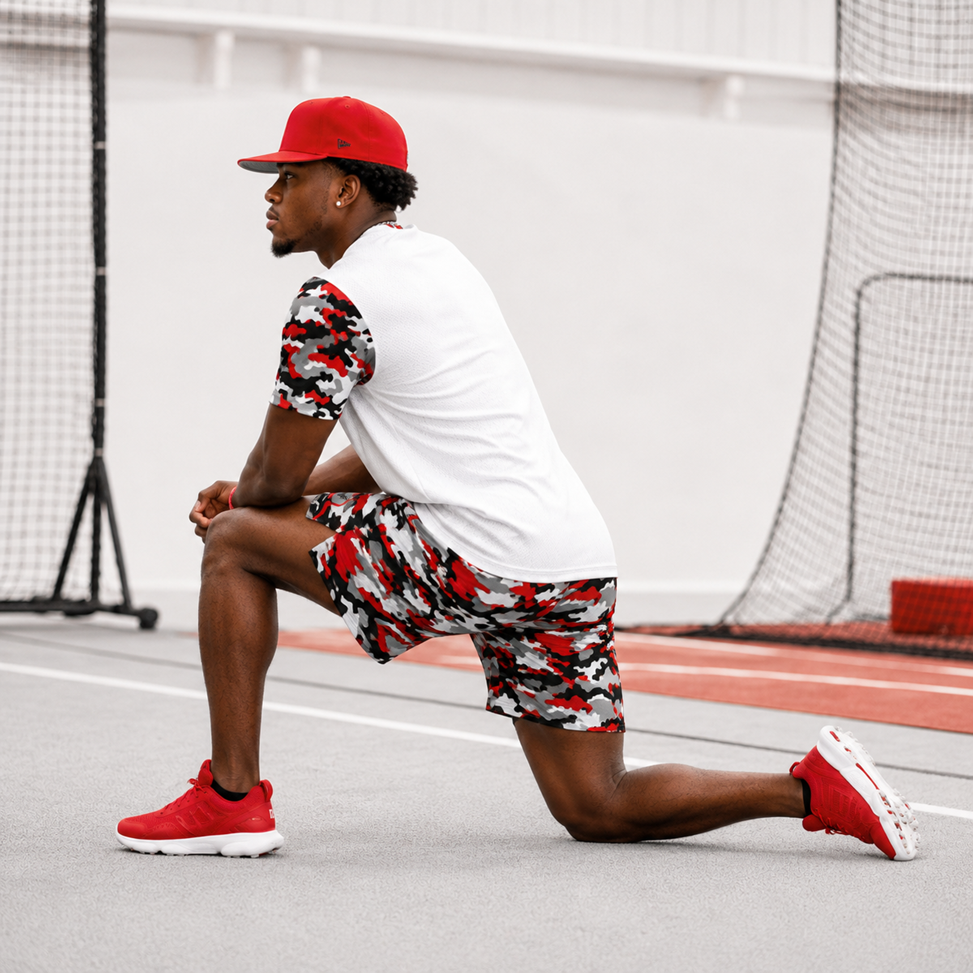Ninth Inning Studio Red/Black camo Men's Premium Mesh Performance Tee