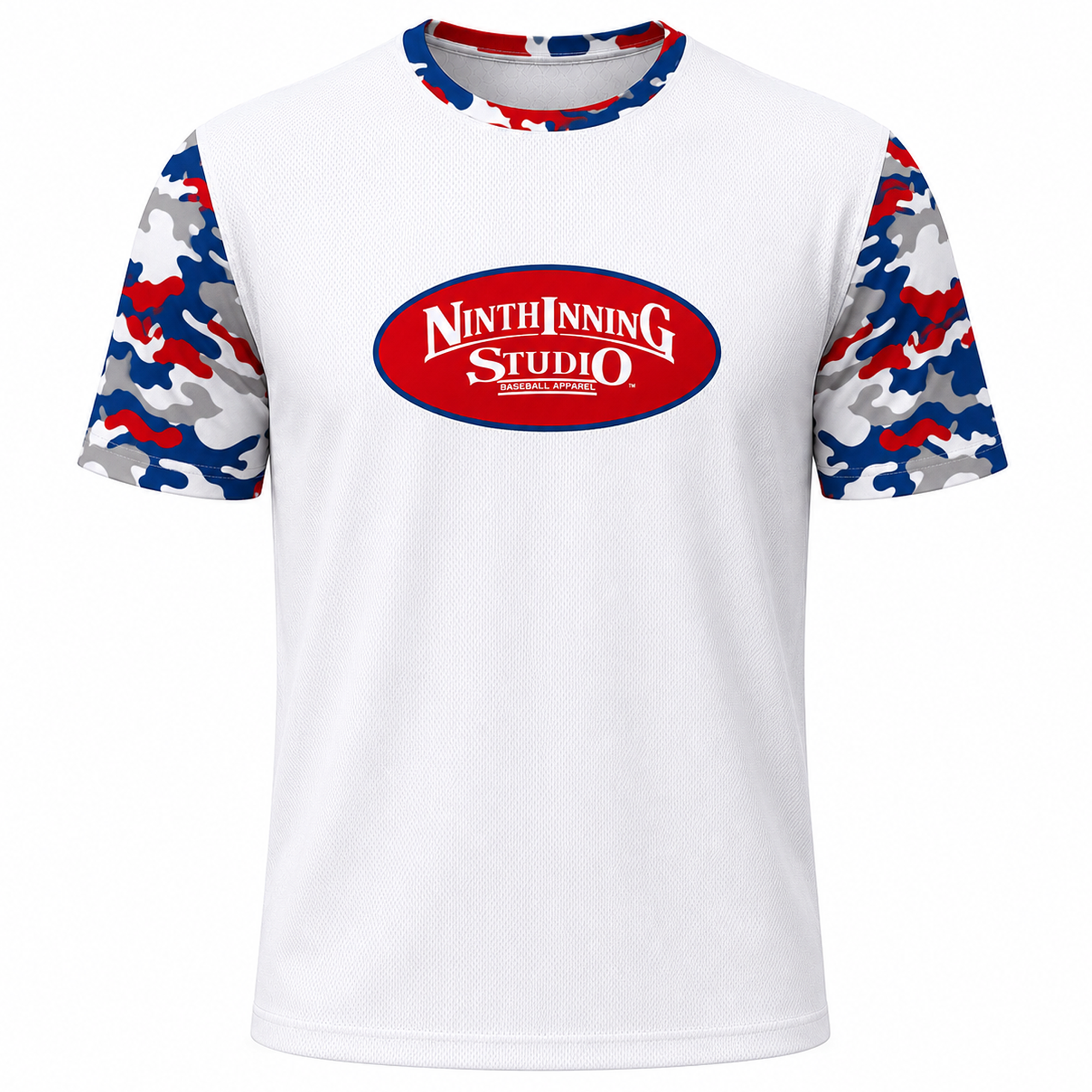 Ninth Inning Studio Red/Blue Camo Men's Premium Mesh Performance Tee
