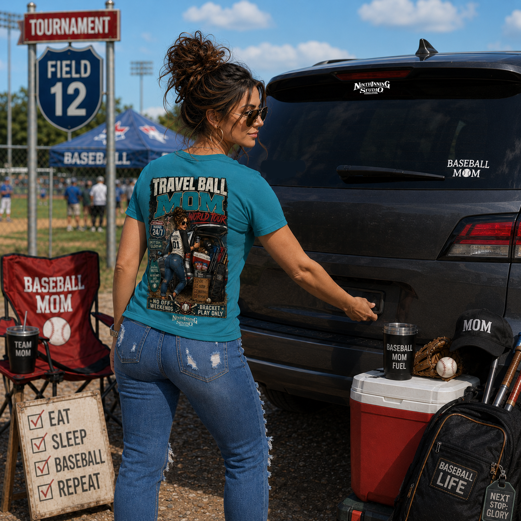 Travel Ball Mom World Tour Women's Crewneck Tee