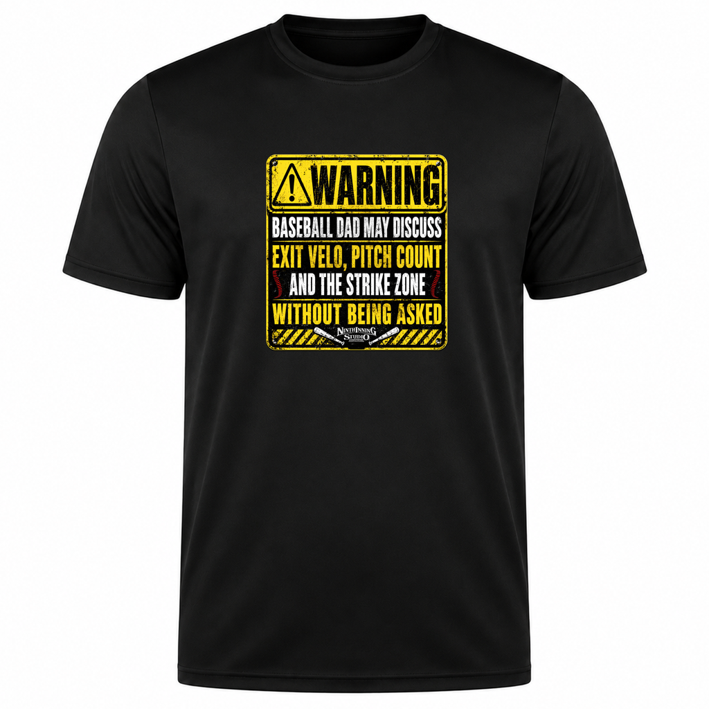 Ninth Inning Studio Warning: Baseball Dad Men’s Milk-Silk Stretch Tee