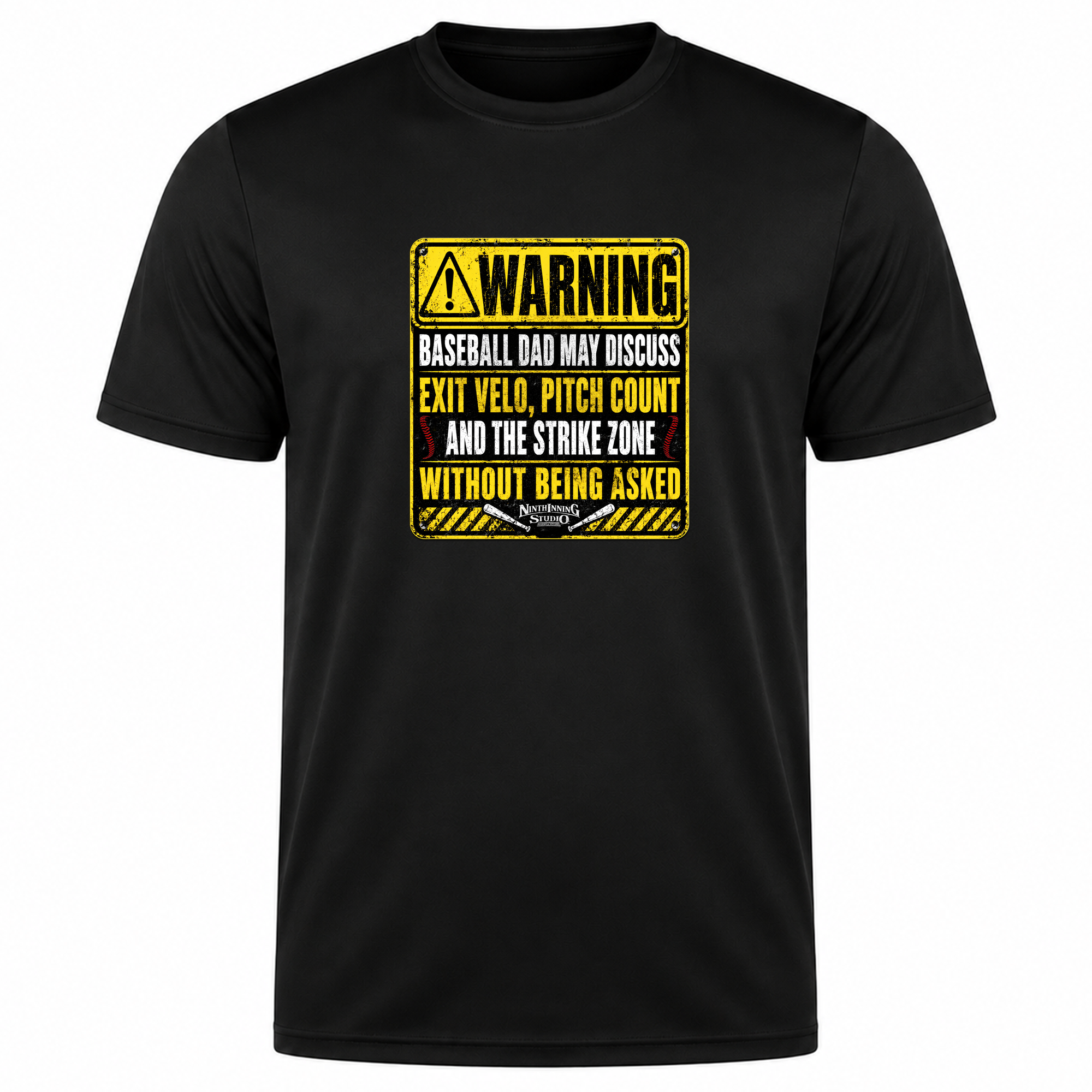 Ninth Inning Studio Warning: Baseball Dad Men’s Milk-Silk Stretch Tee