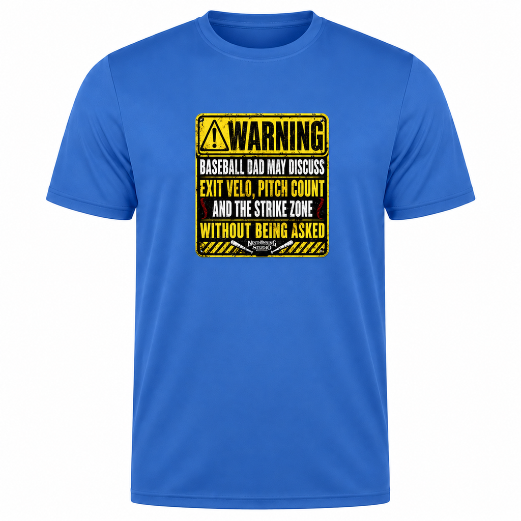 Ninth Inning Studio Warning: Baseball Dad Men’s Milk-Silk Stretch Tee