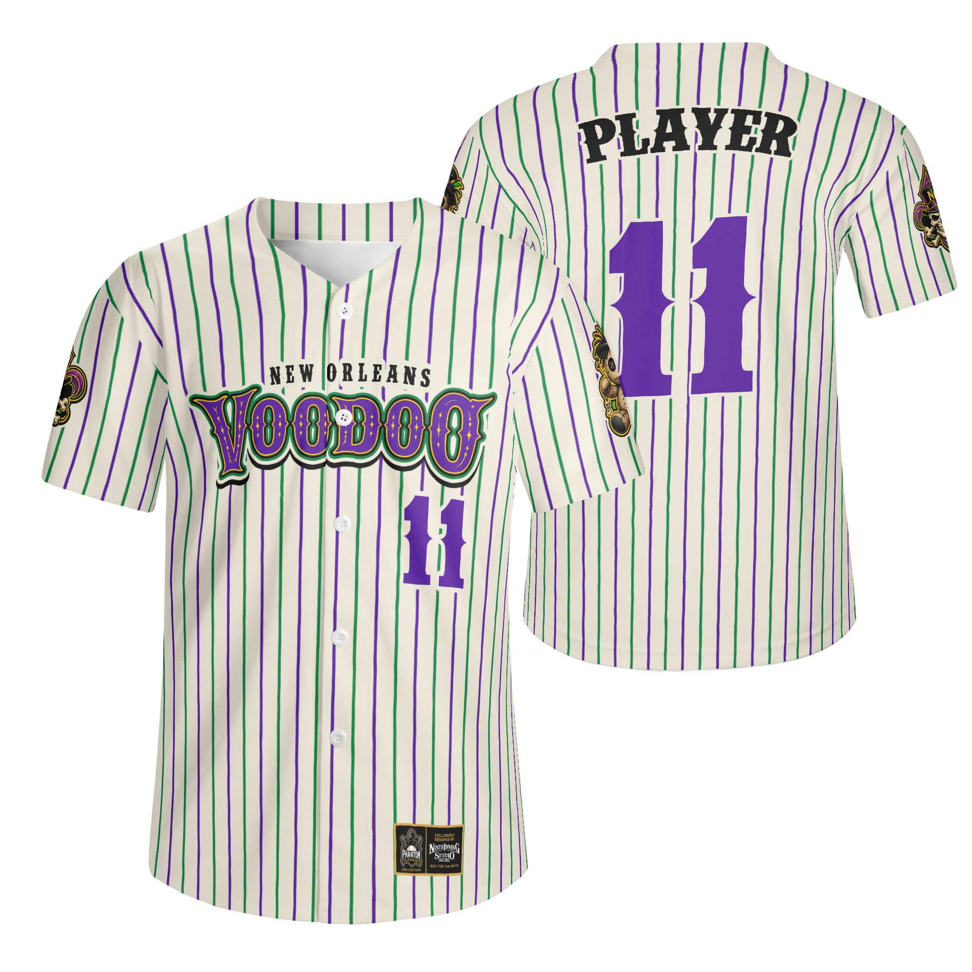 Ninth Inning Studio New Orleans Voodoo Home Pinstripes Baseball Jersey